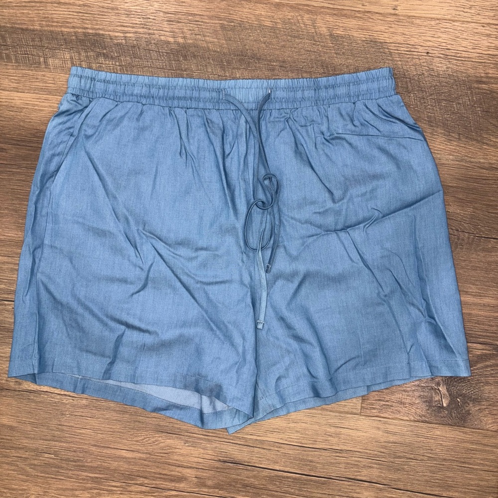 White Birch Light Blue Chambray Shorts